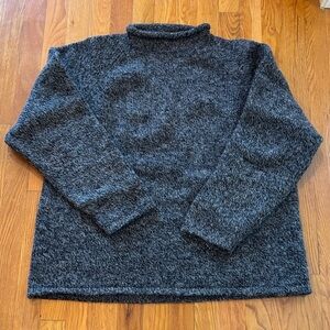 Vintage Britches Men's Shetland 100% Wool Black and Gray Roll Neck Sweater